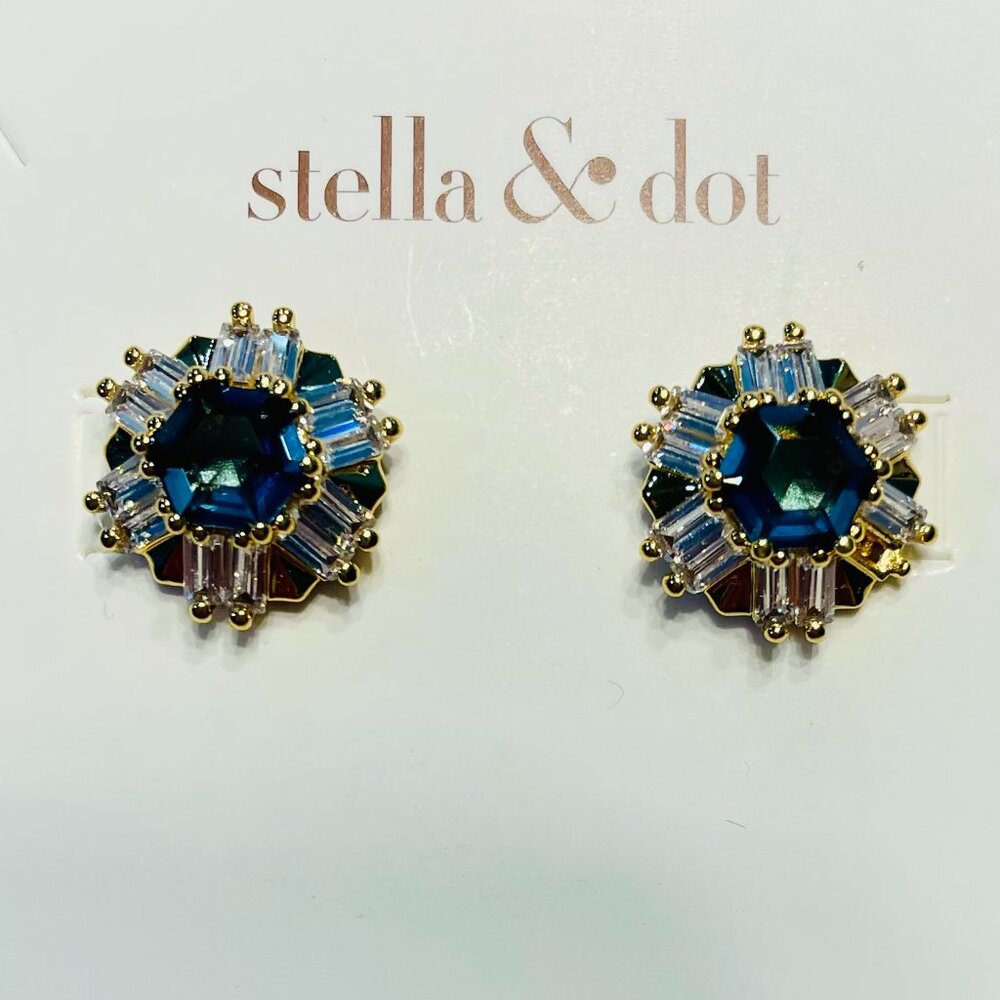 Blue & Clear Crystal Post Earrings